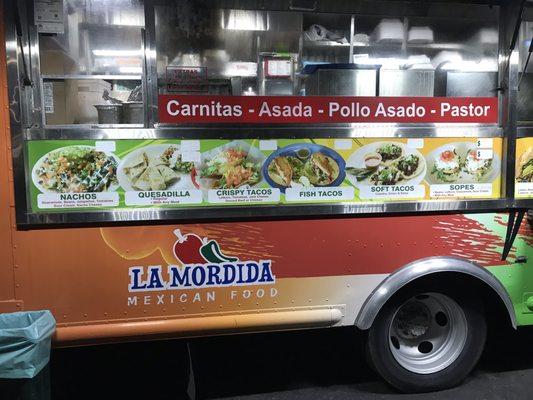 Some of their menu items on the truck