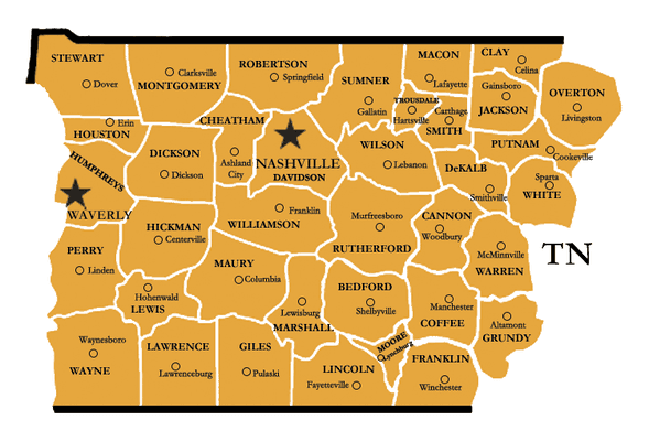 Nashville, TN serves all of these counties.