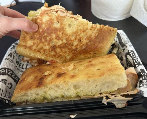 Turkey pesto on focaccia