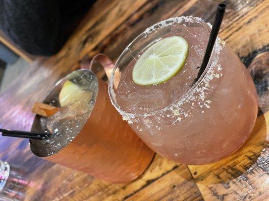 Cranberry margarita and apple pie mule