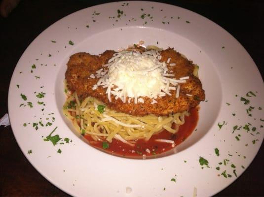 Chicken Parmignia with pasta is good!