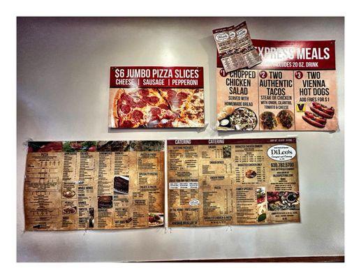 Wall Menu @ DiLeo's Pizzeria.  193 E Butterfield Rd, Elmhurst, IL