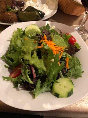 Salad with house cucumber dressing! Delicious