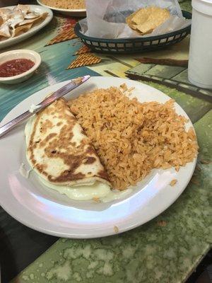 My other daughter got the cheese quesadilla and lots of rice from the kids menu.