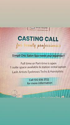 Simpli Chic is looking for Beauty Experts...Skincare, Eyebrow, or Lash Techs