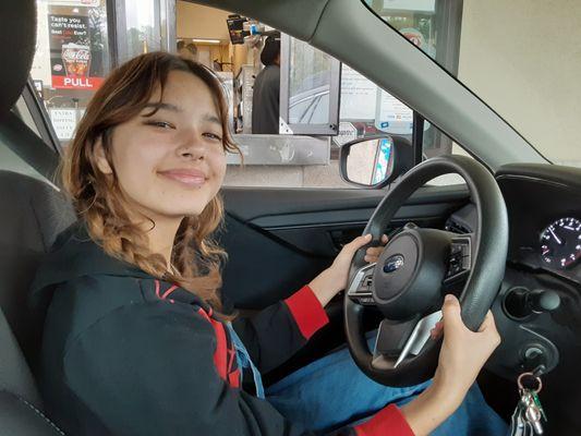 Drive through treat at Dairy Queen for the first time as a licensed driver.