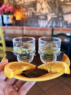 Tequila Shots w/ Cinnamon Dusted Oranges