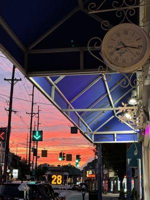 The view from the door leaving the shop to go out into the evening of the Bonnycastle neighborhood of The Highlands.