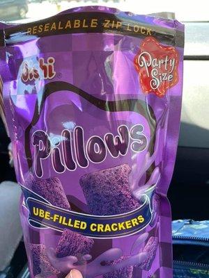 Pillows-Ube filled cracker. Sweet snack, but not overly sweet. Very good!