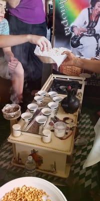 Part of the coffee ceremony, which includes burning incense, and popcorn or bread.