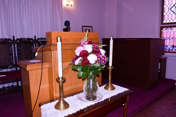 Flowers on the altar