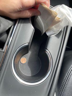 Dirty cup holder with napkin