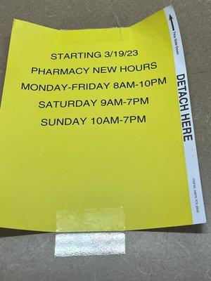 New pharmacy hours