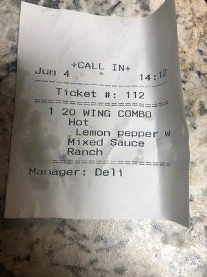 20pc wing receipt