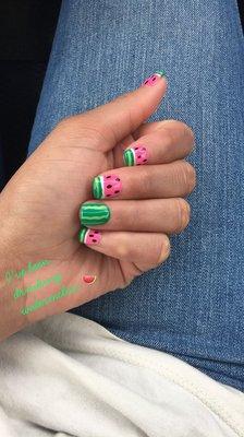 Watermelon theme, done by Linda. I got so many compliments on these!