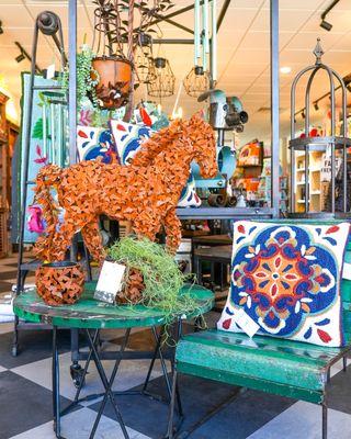 Shop the Oklahoma City's best selection of outdoor decor:  from unique garden sculptures, beautiful pillows and fun planters and pots.