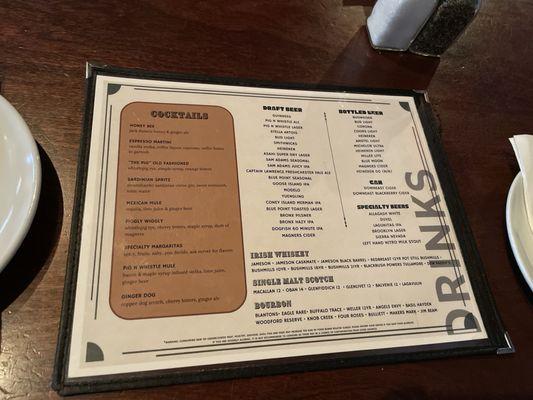 Drink menus