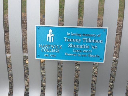 Hartwick College Bench Plaque