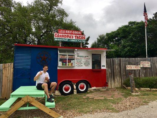 Got the pastor torta and breakfast tacos- they did not disappoint! Thanks grandpa!!!