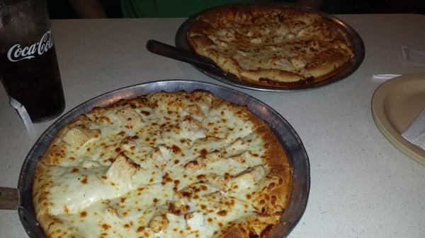 Chicken ranch in front, buffalo chicken in the back. Both medium, both heavenly!