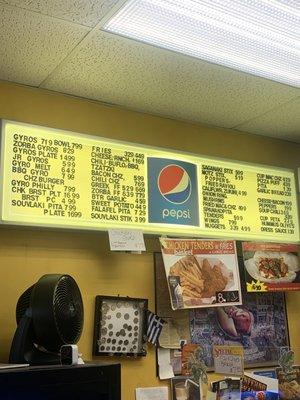 menu options