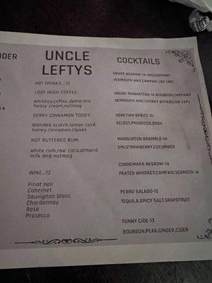 Drink menu 1