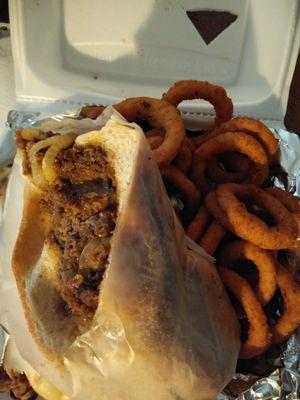 Bergenfield Police with Onion Rings. SO good and HUGE!