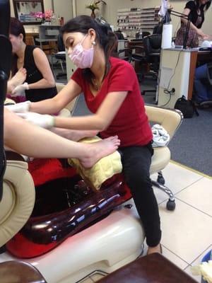 Leg massage as part of a pedicure