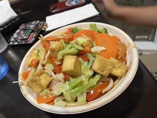 Veggie tofu bowl with noodles