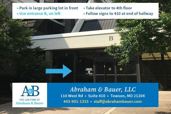 Find The Law Firm of Abraham & Bauer in Towson, MD