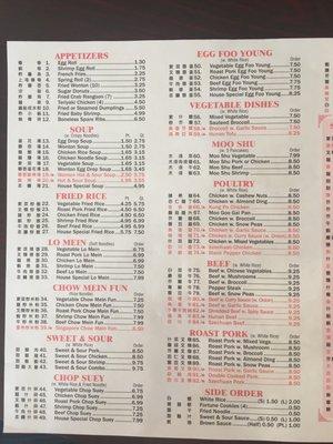 Regular menu 9/2017