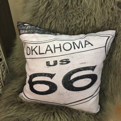 Indoor/outdoor Route 66 pillow 16x16