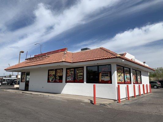 NW of Stapley and Main; there's a charge to use the credit card. So you can save money with cash.