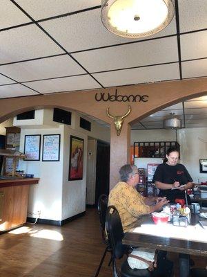 Welcome sign made of horse shoes