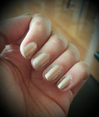 Golden mani...cut my cuticles a little deep...:/