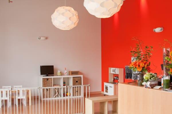 Childcare and front desk area.