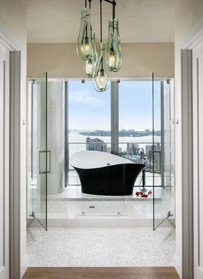 Master bathroom of Sarasota Vue penthouse build-out