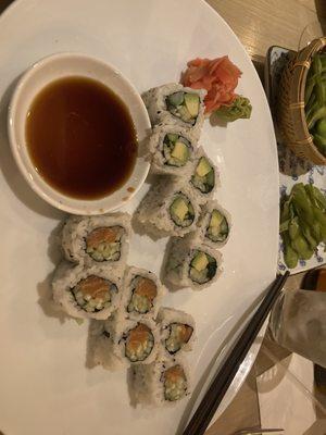 Sushi cucumber roll and vegetable roll