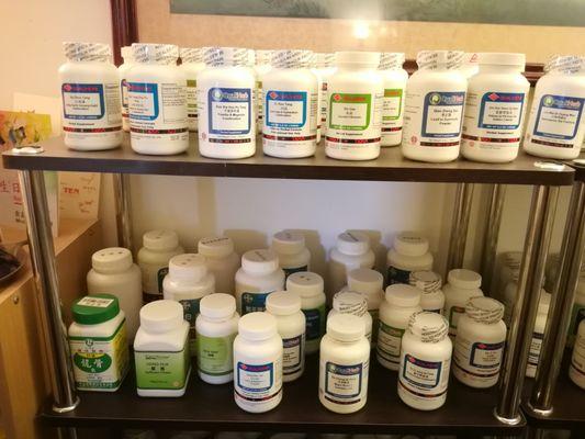 Herbal supplements for different health ailments.