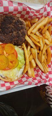 Hamburger and fries