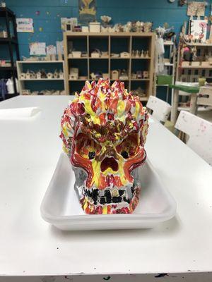 Cool skull with lots of projects in the background