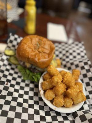 Pancho Villa Burger with crispy tots