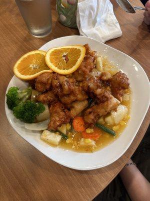 Orange chicken. My grandson's favorite