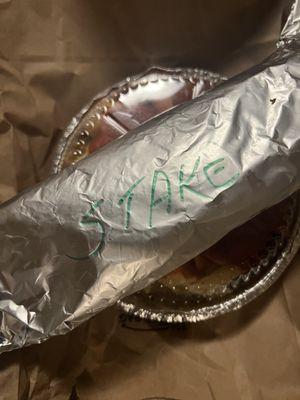 "Stake" sub, not a steak sub....