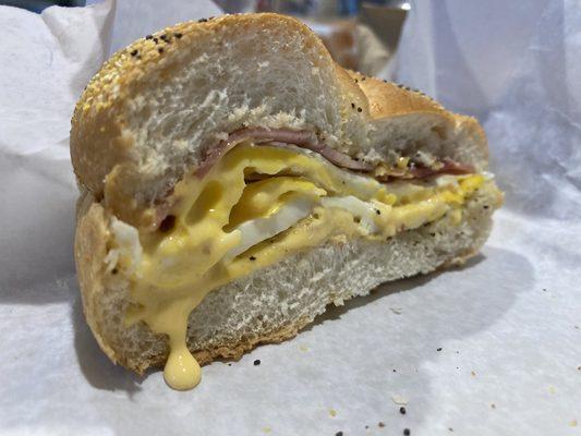 Ham, Egg, Cheese, Pepper on a roll