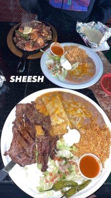 Steak and enchilada, fajita