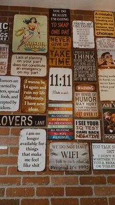 Wall with funny signs