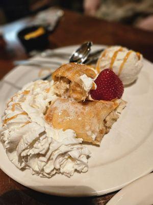 It was like a pastry with a banana cheesecake with ice cream and whipping cream...YUM!