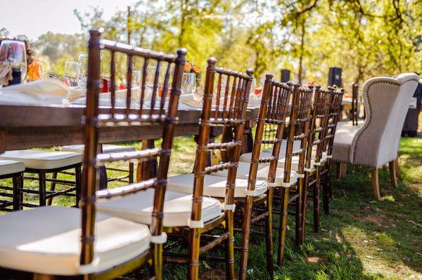 Loved How Rustic Charm's dinning-ware and furniture enhanced our wedding day!