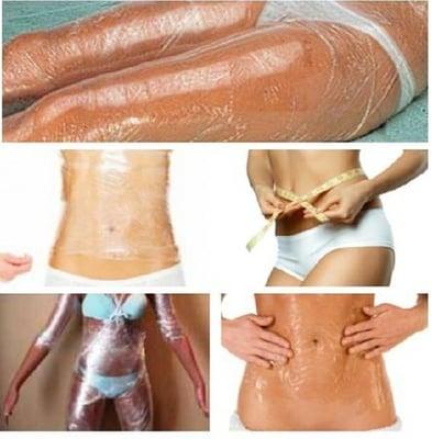 ALOE BODY WRAP $ 111   An inch off the thighs, an inch off the waist, half an inch off the tummy,